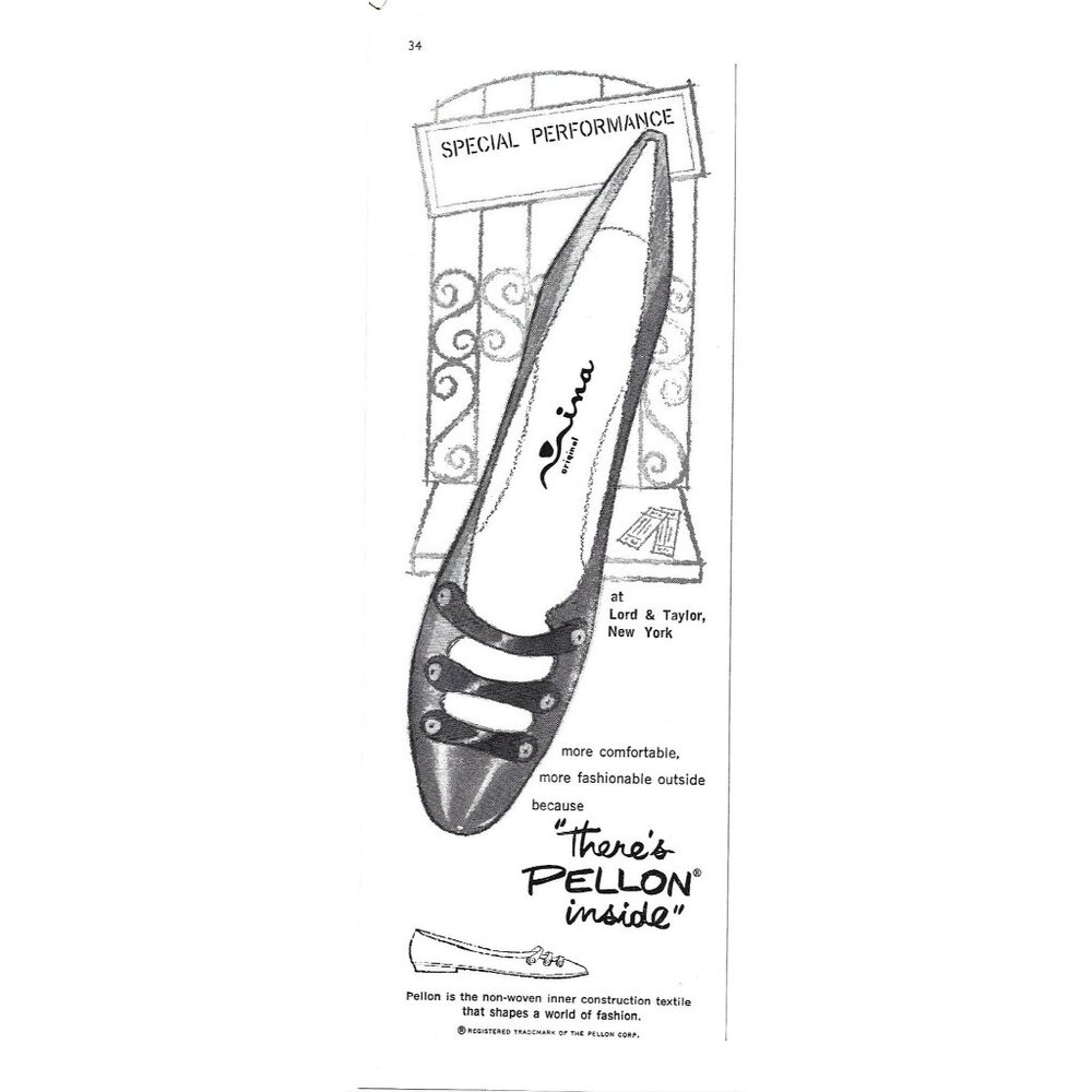 Nina Shoes Lord and Taylor NY Advertisement Pellon 1960s Vintage Print Ad 9 inch